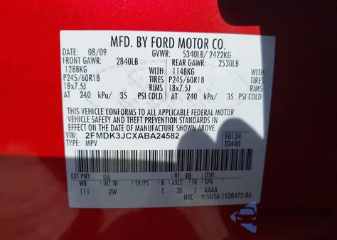 2010 Ford Edge Sel z USA, uszkodzony, nr VIN 2FMDK3JCXABA24582